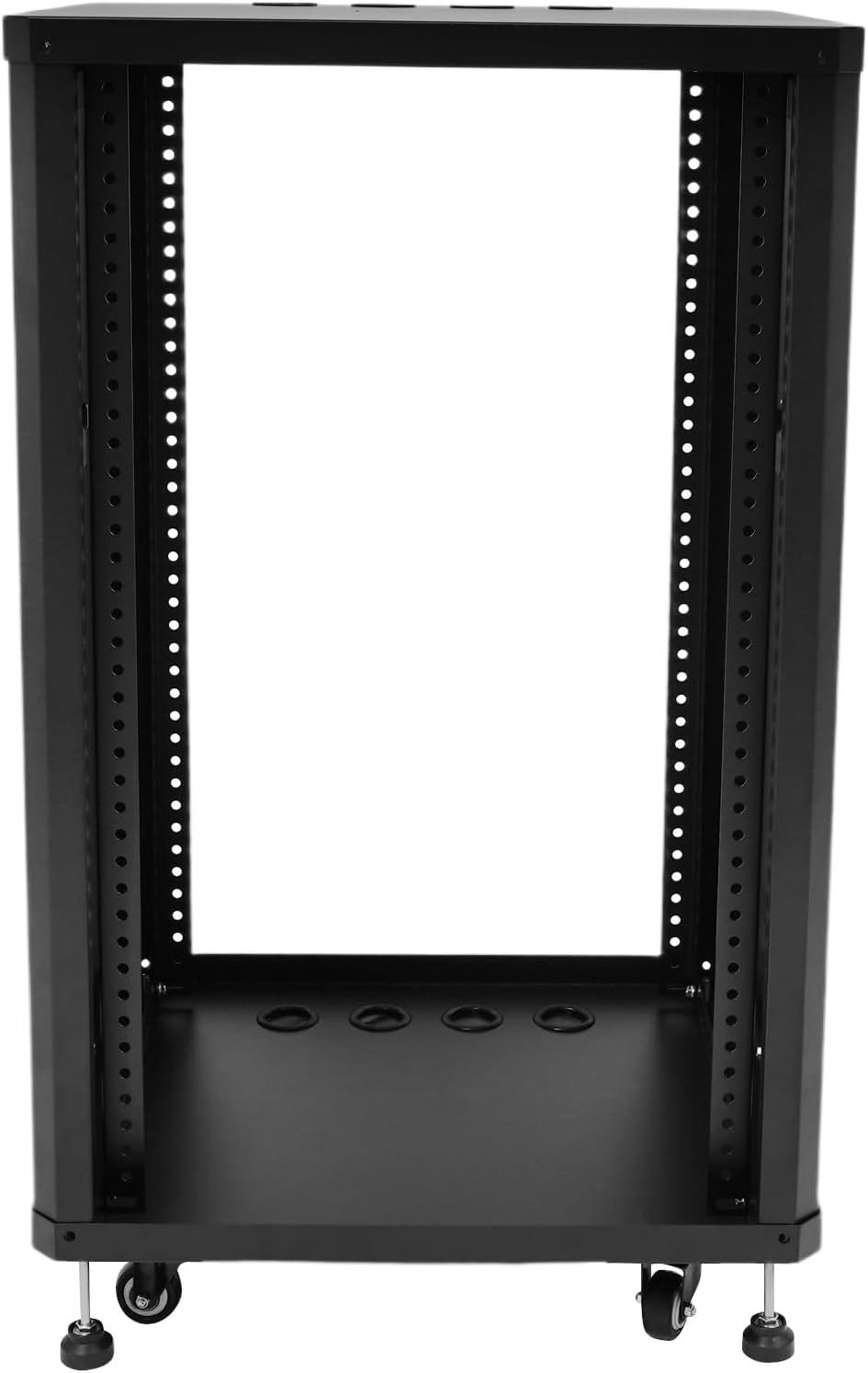 18U Server Rack with Wheels&Leveling Feet,Freestanding Rolling Open Frame IT Network Server Cabinet Rack Shelf for Audio Video Music Recording Computer AV Data & IT Equipment,Up to 300 Lbs Load,Black