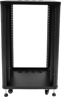 18U Server Rack with Wheels&Leveling Feet,Freestanding Rolling Open Frame IT Network Server Cabinet Rack Shelf for Audio Video Music Recording Computer AV Data & IT Equipment,Up to 300 Lbs Load,Black