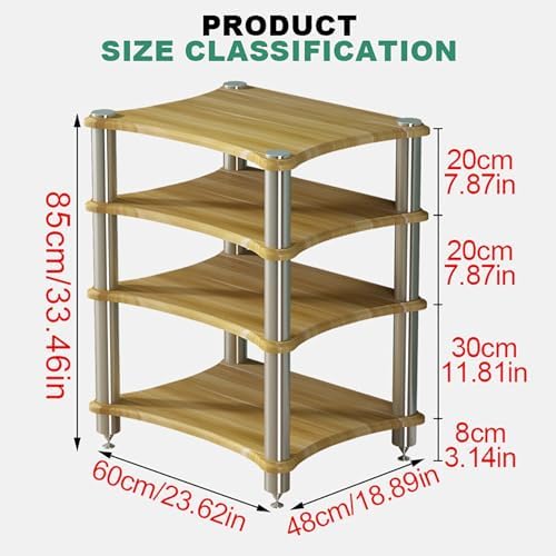 Stereo Stand Audio Rack - Media Shelf for Projector, PS5, DVD Player & Game Consoles - AV Tower with Cable Management - Perfect Corner Shelf for Home Entertainment