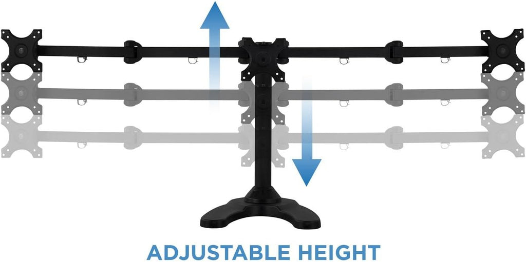 Mount-It! Triple Monitor Stand for 3 Screens up to 24', Height Adjustable Desk Mount with Free Standing or Grommet Base, 22 lbs per Arm, VESA 75x75 100x100 Compatible, Full Motion Monitor Mount MI-789