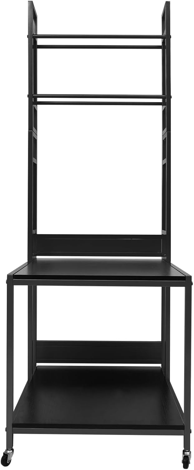 3D Printer Stand with Double Layer,3D Printer Filament Storage Rack-Heavy Duty Mobile Printer Table with Wheels for 3D Printing Station, Office, Workshop (Black)