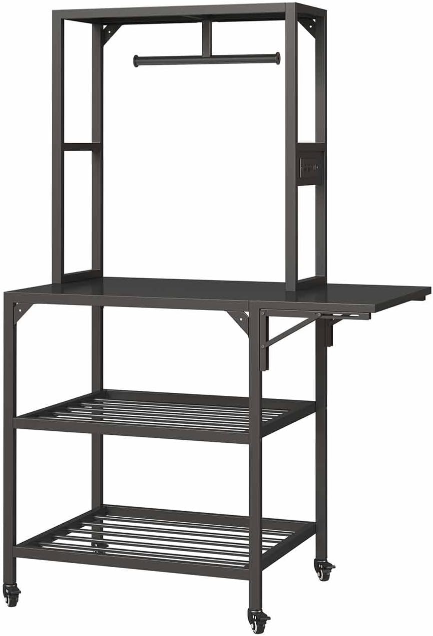 3D Printer Stand with Lockable Wheels | 3d printer cart with T-Shaped Filament Storage & 200LB Workbench for Home Office, Studio | Metal Frame & Easy Assembly