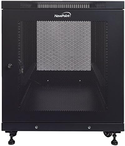 NavePoint 12U Network Cabinet with Wheels 33' Deep, 18U Wall Mount Server Rack with Locking Perforated Door, 19 Inch Rack for IT Equipment, 12U Network Rack Enclosure, 1000lbs Capacity, Black