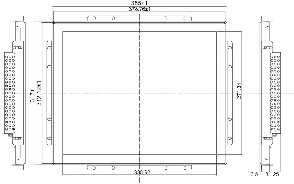 GreenTouch 17 Inch 10 Points Open Frame Industrial Touch Monitor - PACP -1280X1024-LED Display Metal Housing with HDMI,DVI,VGA Port Built-in