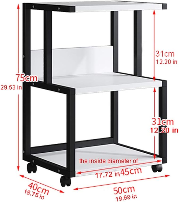 Mobile Printer Stand with Paper Organizer 4 Swivel Wheels Printer Table Cart for 3D Printer and Media Storage