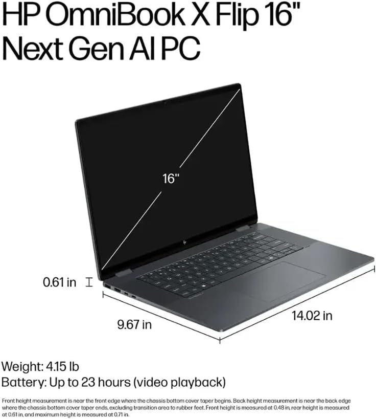 HP OmniBook X Flip 2in1 16' 3K 120Hz OLED Touchscreen Notebook Laptop, Intel Core Ultra 9 288V, 32GB RAM 1TB SSD - 2880 x 1800 3K Display, Windows 11 Pro