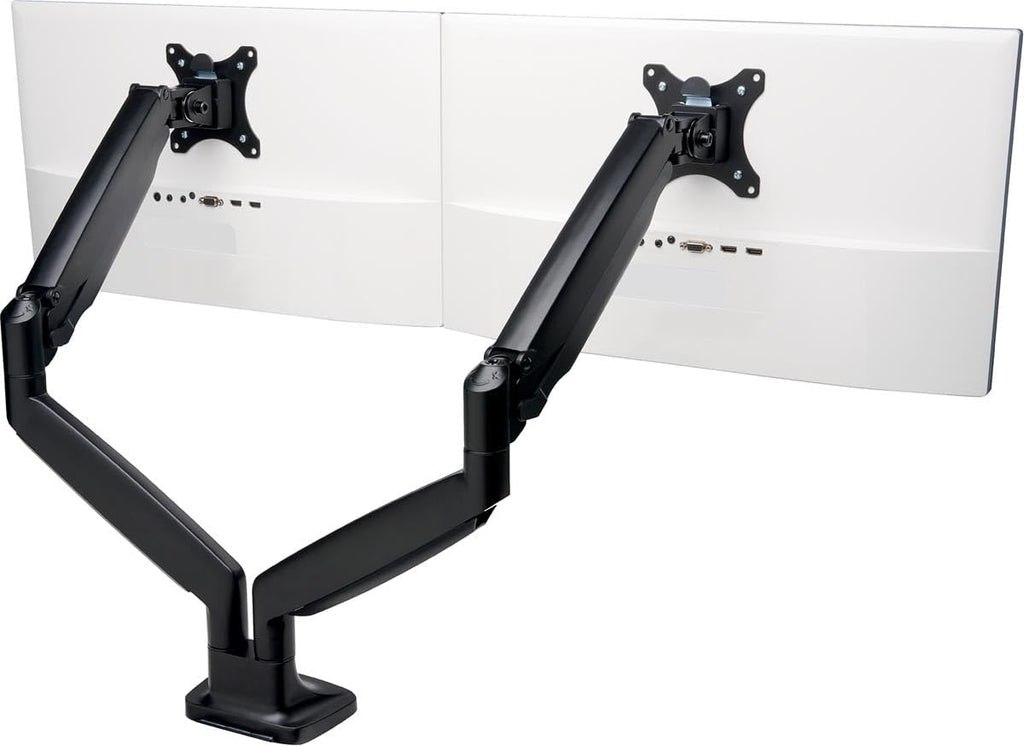 Kensington SmartFit One‑Touch Height Adjustable Dual Monitor Arm – Ergonomic Gas‑Spring Articulating Arm, Supports 13–34″ Monitors Cable Management, C‑Clamp/Grommet Mount – Black (K59601WW)