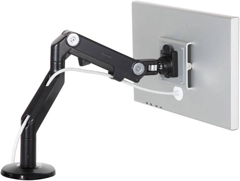 Humanscale M8 Adjustable Articulating Monitor Arm - Bolt Through Mount with Base - Black with Black Trim