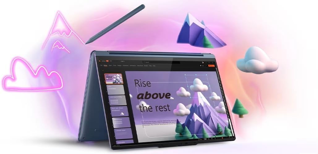 Lenovo Yoga 9i 2-in-1 Aura Edition Laptop with Intel Core Ultra 7 258V Processor,14' 2.8K 1,100 nits(HDR) OLED, Touchscreen Display, 32GB LPDDR5X-8533MT/s Memory, 1TB SSD, Wi-Fi 7, Pen, and Win 11 Pro