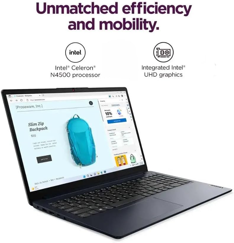 Lenovo IdeaPad 15.6' HD Anti-Glare w/ 1 Year Microsoft 365, 12GB RAM, 384GB SSD, Windows 11 Home, Intel Processor, WiFi 6, HDMI, USB-C, SD Card Reader, Up to 9.5 Hours Battery Life, w/WOWPC USB