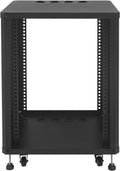 15U Server Rack with Wheels&Leveling Feet, Freestanding Rolling Open Frame IT Network Server Cabinet Rack Shelf for Audio Video Music Recording Computer AV Data & IT Equipment,Up to 300 Lbs Load,Black