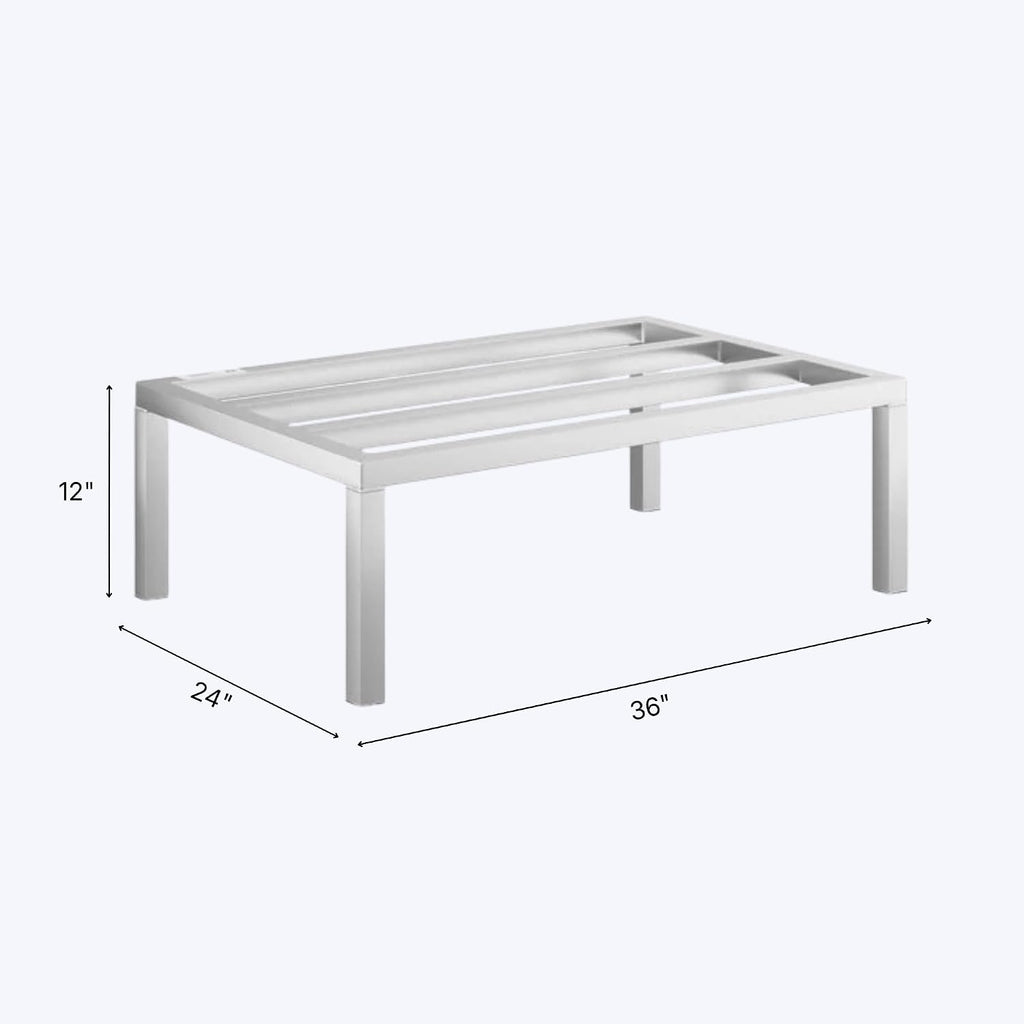 36'' x 24'' x 12'' Aluminum Welded NSF Certified Dunnage Rack - 1715 lb. Capacity, for Restaurant, Storage, Warehouse, Garage