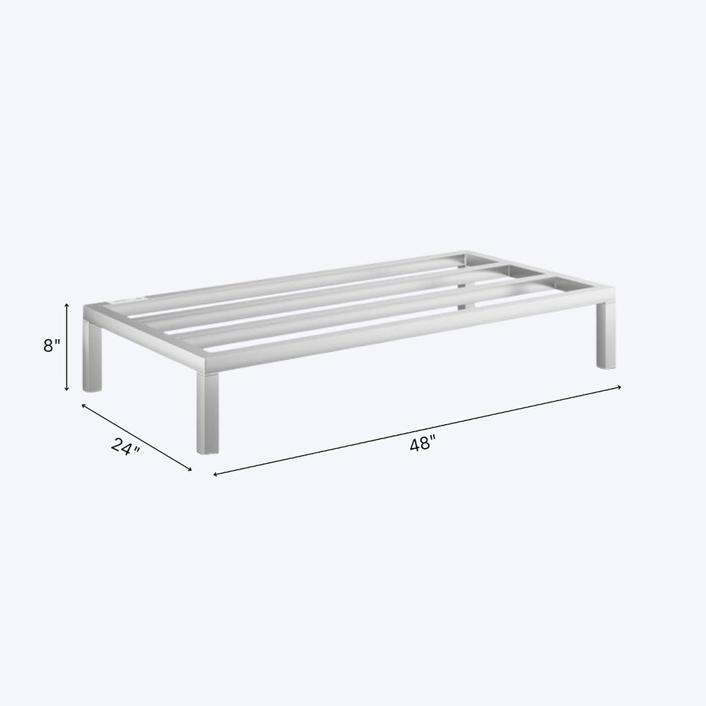 48'' x 24'' x 8'' Aluminum Welded NSF Certified Dunnage Rack - 1780 lb. Capacity, for Restaurant, Storage, Warehouse, Garage