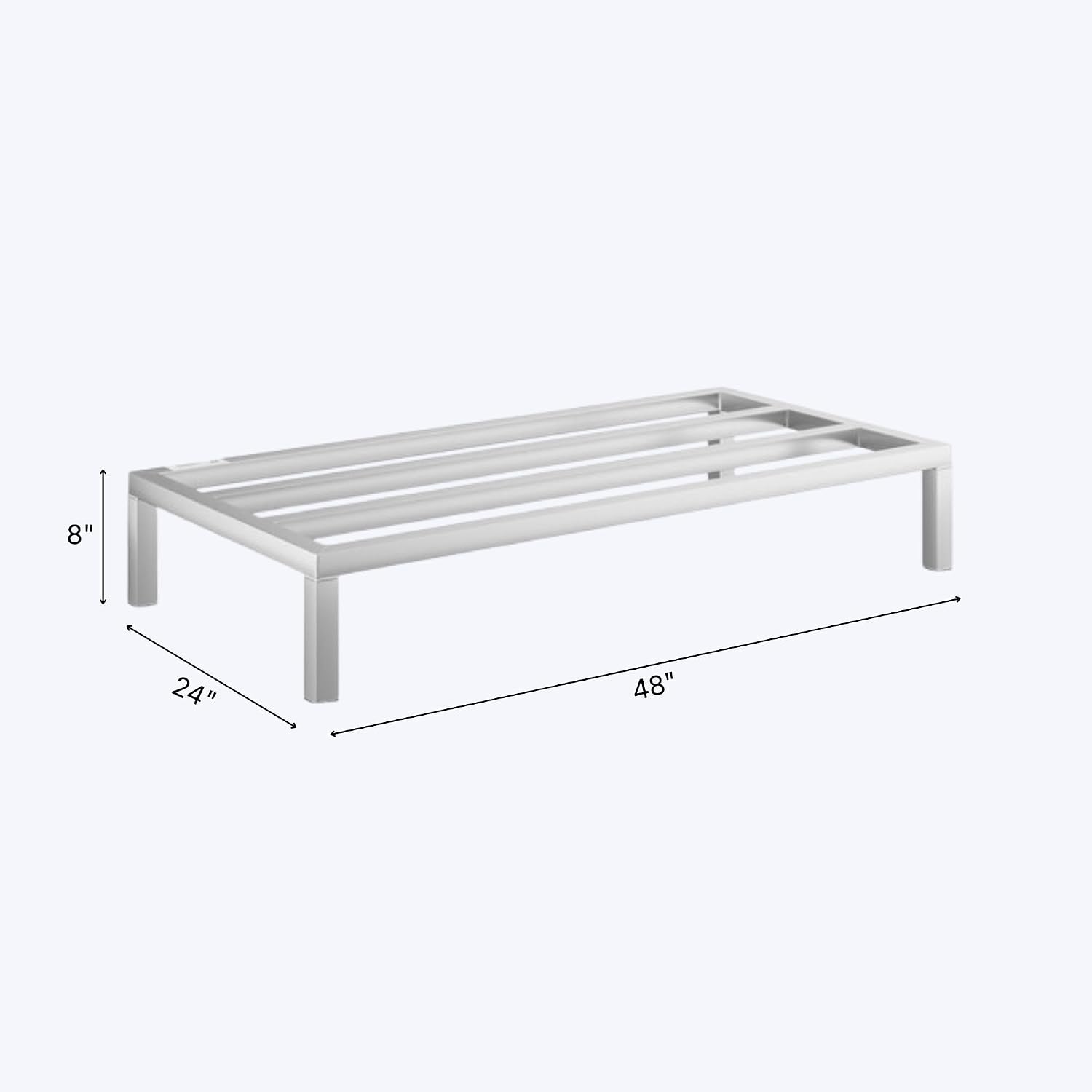 48'' x 24'' x 8'' Aluminum Welded NSF Certified Dunnage Rack - 1780 lb. Capacity, for Restaurant, Storage, Warehouse, Garage