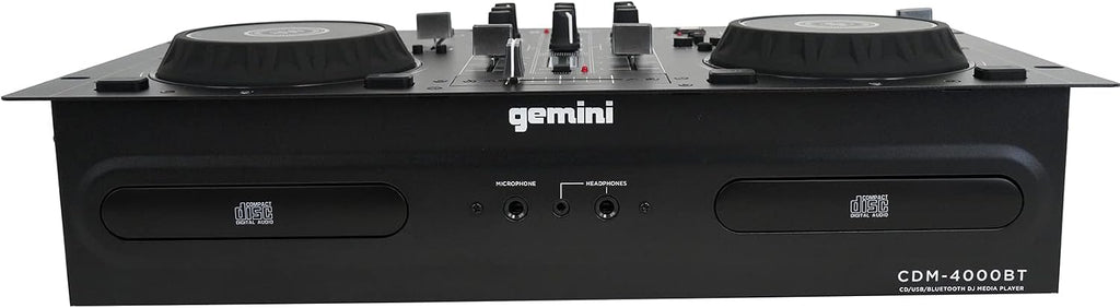 Audiosavings Bundle:(1) Gemini CDM-4000BT Dual DJ CD/USB Media Player with Bluetooth + Mixer Bundle with (1) Rockville DJ1500 DJ Headphones w/Detachable Coil Cable, Case+Extra Ear Pad (Items 2)