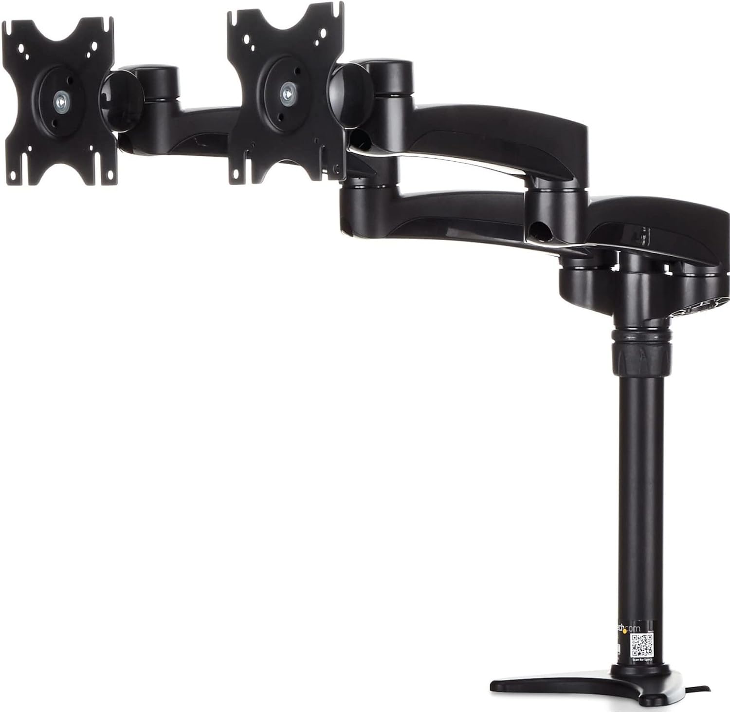 StarTech.com Desk Mount Dual Monitor Arm - Articulating - Supports Monitors 12'' to 24' (29.9lb/13.6kg) - Adjustable VESA Monitor Arm - Grommet or Desk Mount - Black (ARMDUAL)