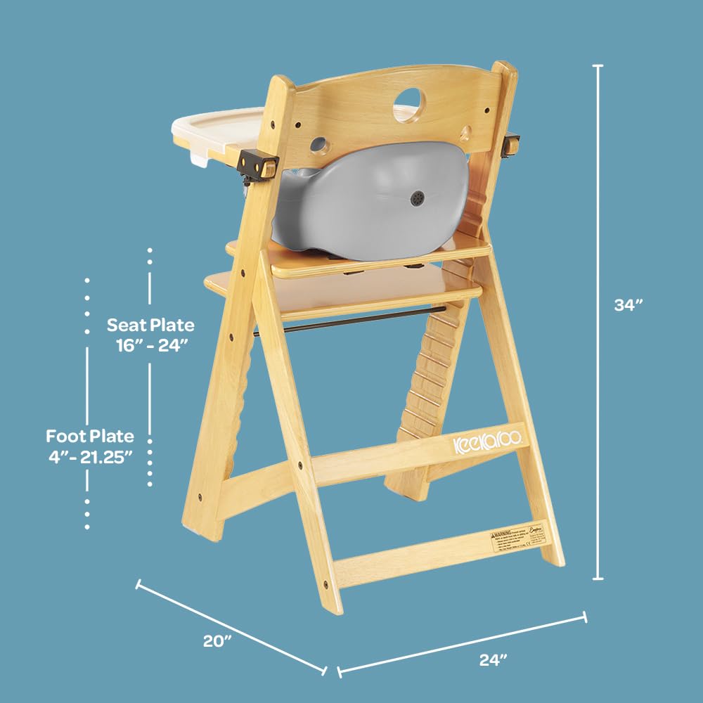 Keekaroo Height Right™ High Chair with Infant Insert & Tray, Natural/Aqua, ONE Size (0051404KR-0002)