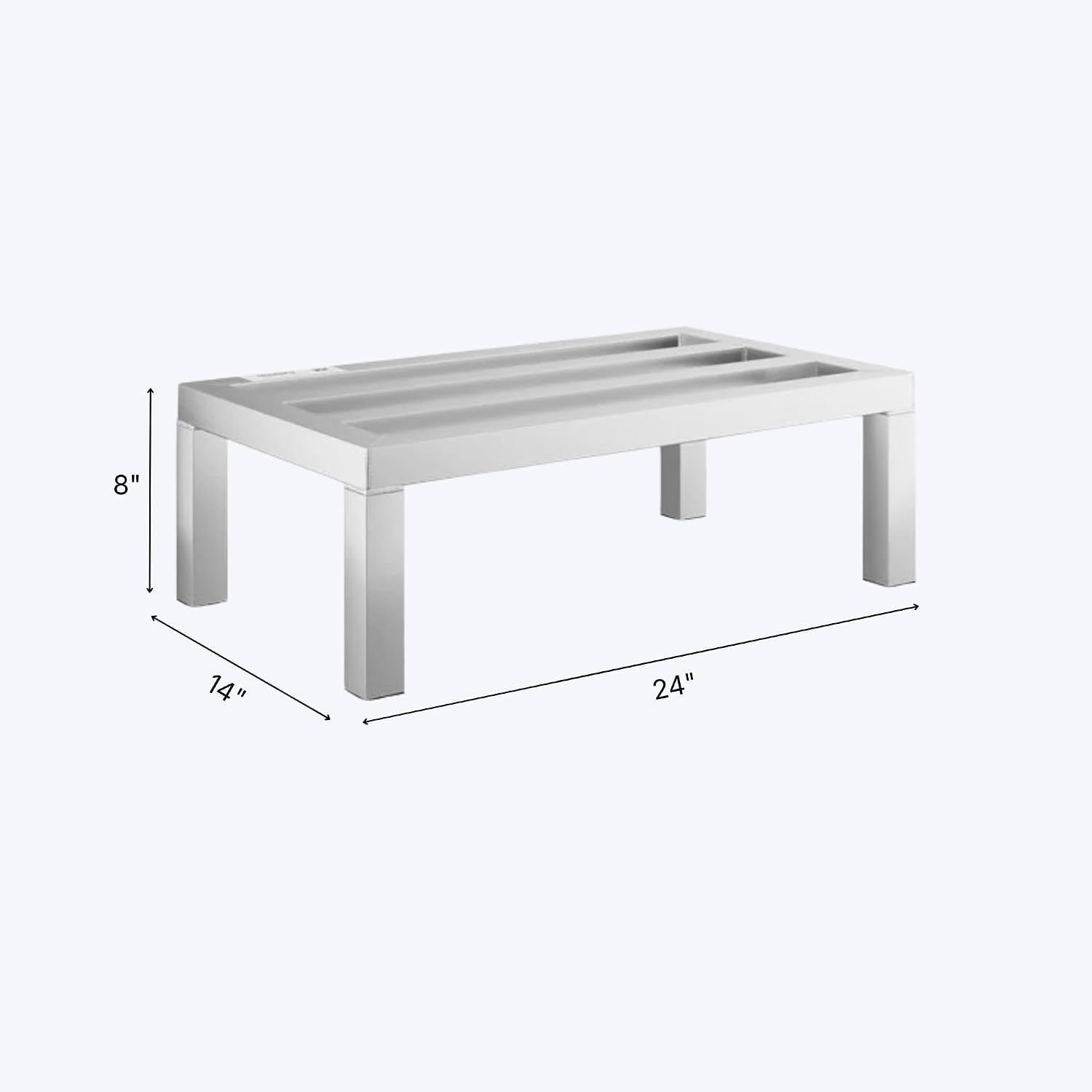 24'' x 14'' x 8'' Aluminum Welded NSF Certified Dunnage Rack - 1300 lb. Capacity, for Restaurant, Storage, Warehouse, Garage