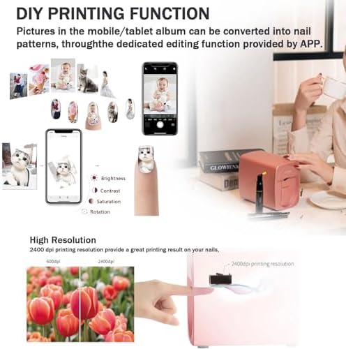 Portable 3D Nail Art Printer Machine, Digital WiFi Nail Painting Device for Home Use, Professional DIY Nail Art Equipment for Girls - Rose Gold