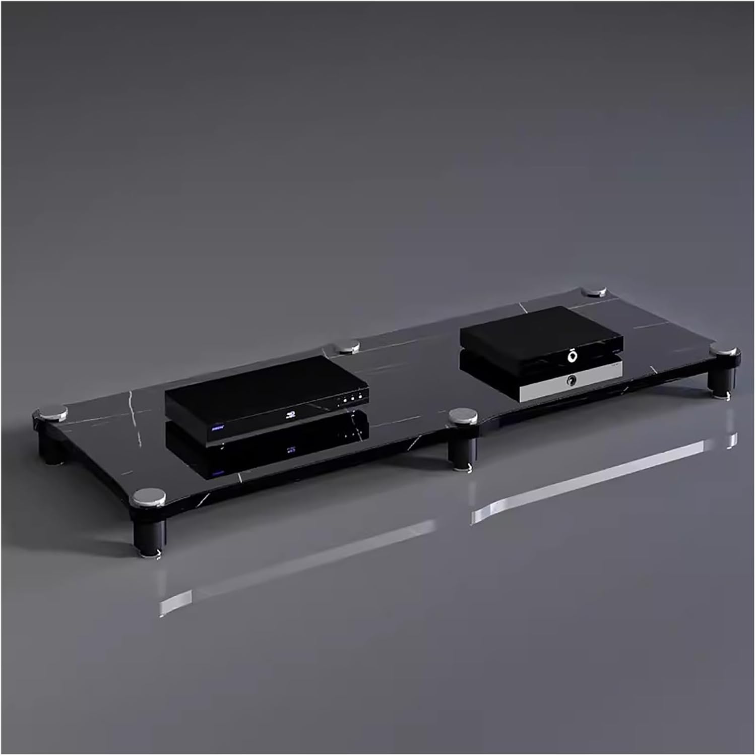 120Cm Long Media Stand Audio/Video Component Cabinet, Home Stereo Racks and Stands, Heavy Duty Upright Modern Audio Equipment Rack, Open-Ended Modular Unit,Black-#2-1 Tier