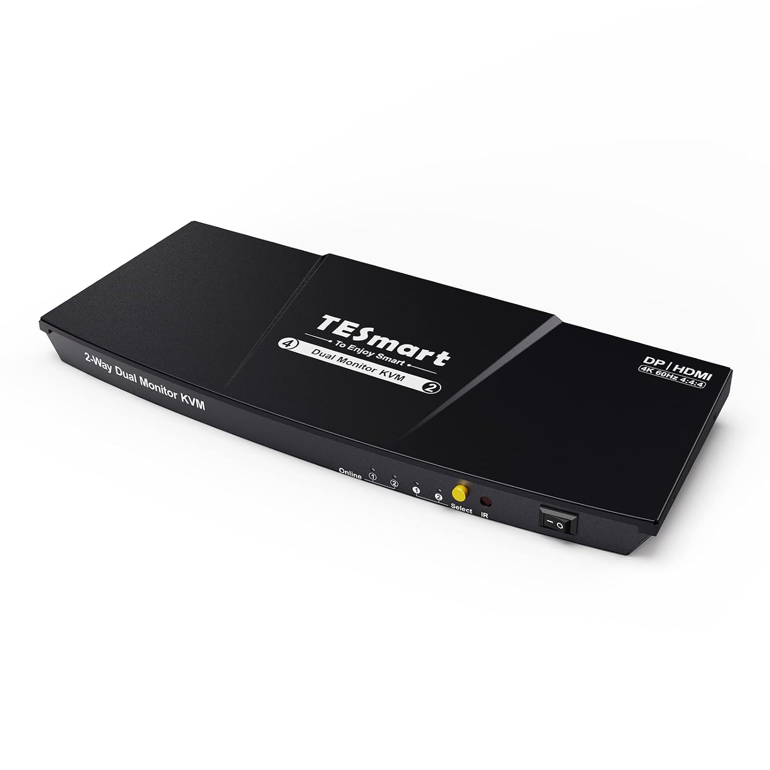 DisplayPort and HDMI KVM Switch 2 Monitors 2 Computers, TESmart 4 Port Dual Monitor KVM Switcher, 4K@60Hz, L/R Out, Keyboard Mouse PC Selector Box with All Input Cables (Black