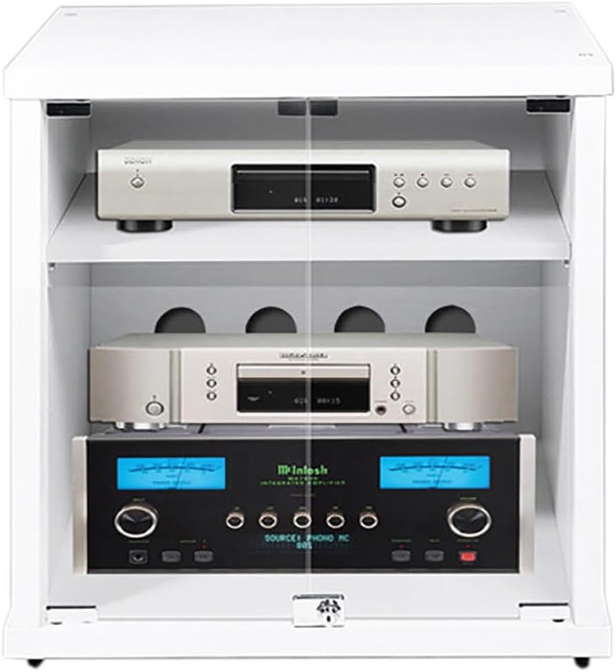 Wooden Media Cabinet & Stereo Stand, Record Player Shelf & Audio Rack Tower, Perfect for Vinyl Records, 57x55x60cm - Stylish Storage Solution for Music Lovers