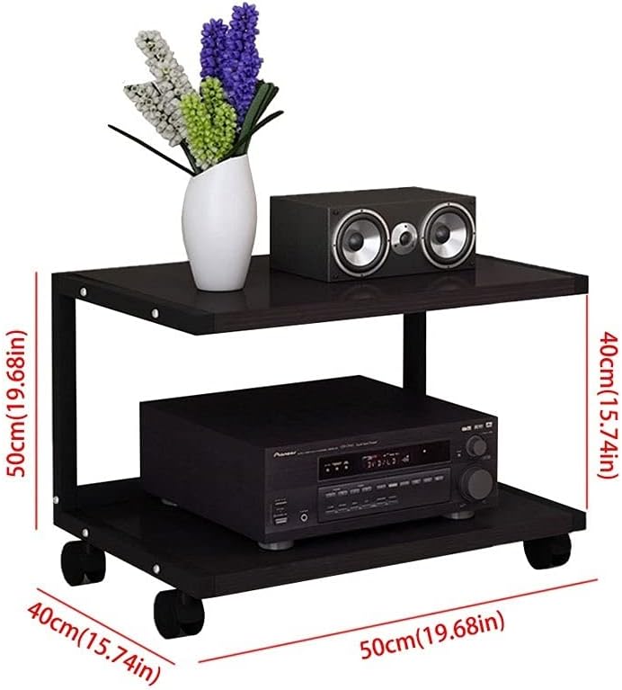 Entertainment Center Shelves Audio Bracket Speaker Cabinet with Pulley Floor Audio Bracket Media Equipment Rack Speaker Bracket Shelf Bookshelf 2 Layers Suitable for DVD players, cable boxes ( Color :