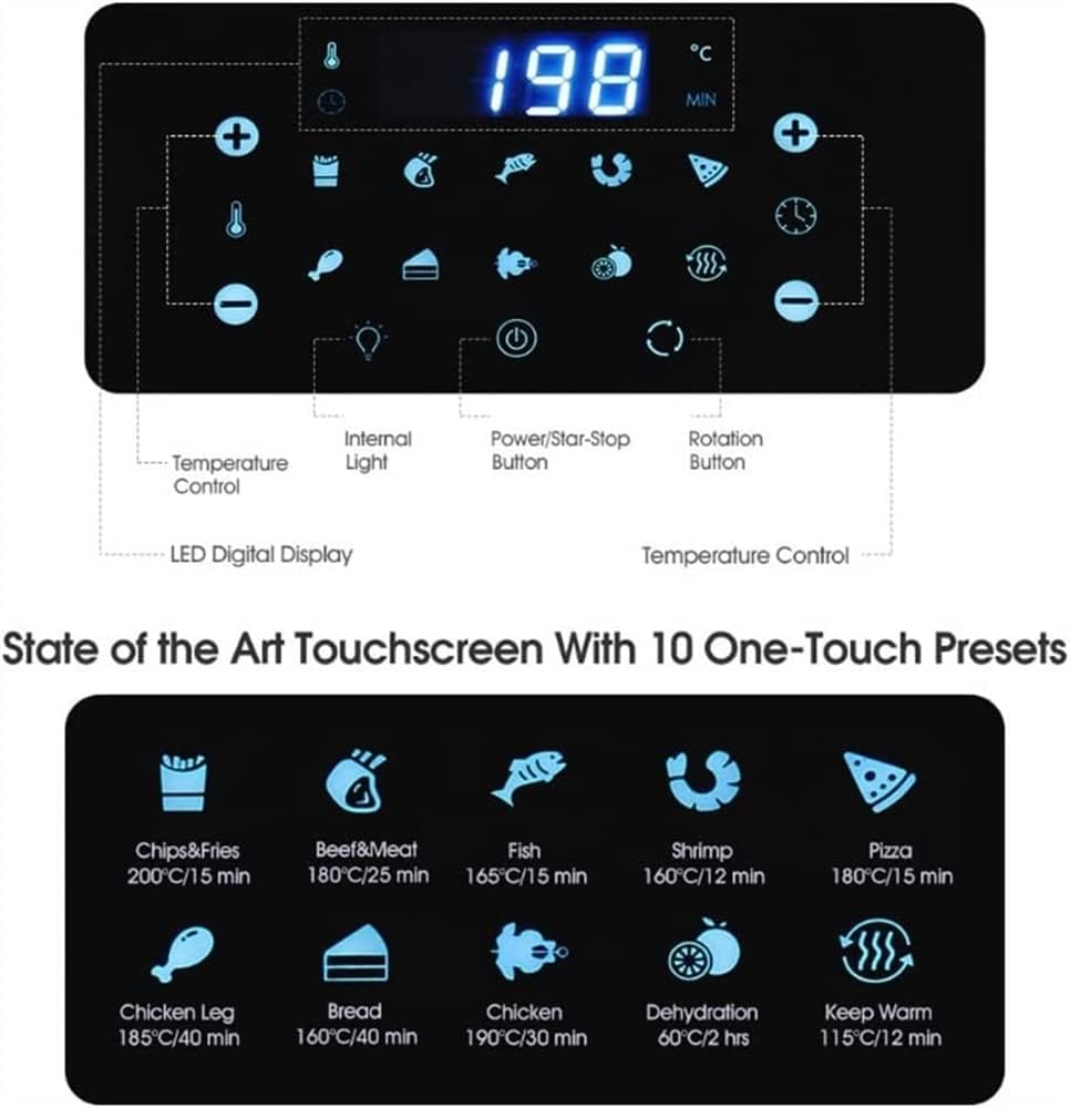 Air Fryer Oven, 12.7QT Air Fryer Toaster Oven, Countertop Convection Oven Combo with One-Touch Cooking 10 Presets, Digital Screen, 1500W, Black