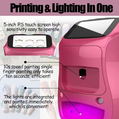 Nail Art Printer, 3D Nail Art Printer Machine, Wireless & Automatic Nail Art Machine, 10s Quick Printing, for Girls' Home Nails