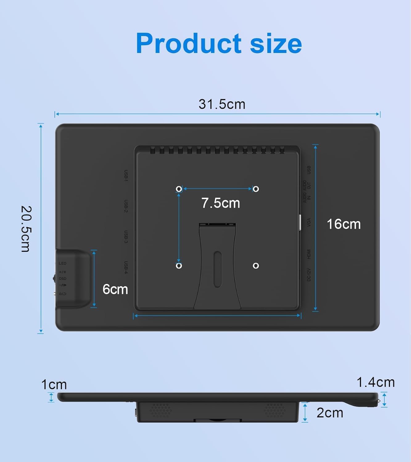 13.3'' Portable Touch Screen Monitor,VESA Touchscreen Display,1080P 10-Point HDMI VGA Port Ultra-Slim Portable Laptop Touchscreen Monitor for PC MacBook Phone PS Xbox(13.3 inch) 1