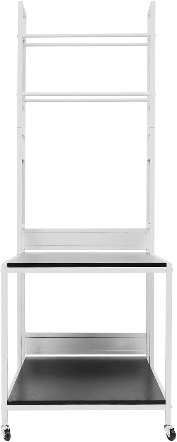 3D Printer Stand with Double Layer,3D Printer Filament Storage Rack-Heavy Duty Mobile Printer Table with Wheels for 3D Printing Station, Office, Workshop (White)