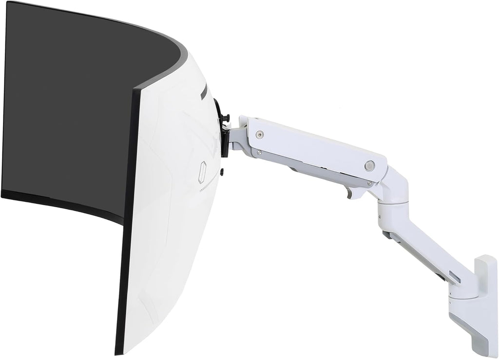 Ergotron – HX Single Ultrawide Monitor Arm with HD Pivot, VESA Wall Mount – for 1000R Curved Monitors Up to 49 Inches, 28 to 42 lbs – HD Pivot, White