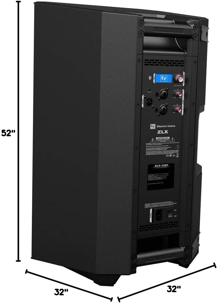 Electro-Voice ZLX-12P-G2 12' 2-Way 1000W Powered Loudspeaker with Bluetooth (Black) Bundle with 2X Steel Speaker Stand, Stand Bag 51'& 2X XLR Cable