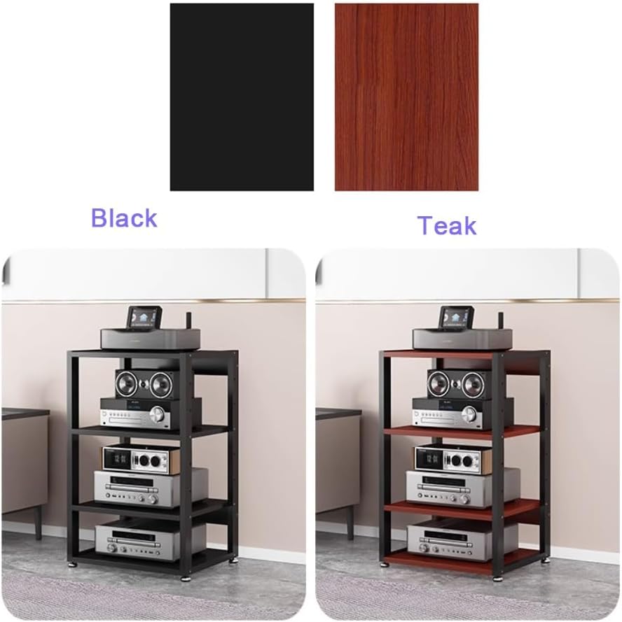 Heavy Duty 4-Tier Audio Component Rack, AV Media Stand for HiFi Amplifiers, Stereo Receivers & Record Players - Durable Black Display Stand for Home Audio Equipment, 50x40x69.5CM