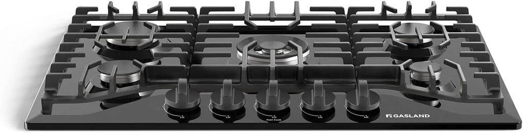 GASLAND Gas Cooktop 30 Inch Black, 5 Burner Propane Stove Top, Built-in Gas Cooktops NG/LPG Convertible, Plug-in with Thermocouple Protection, CSA Certified, Black
