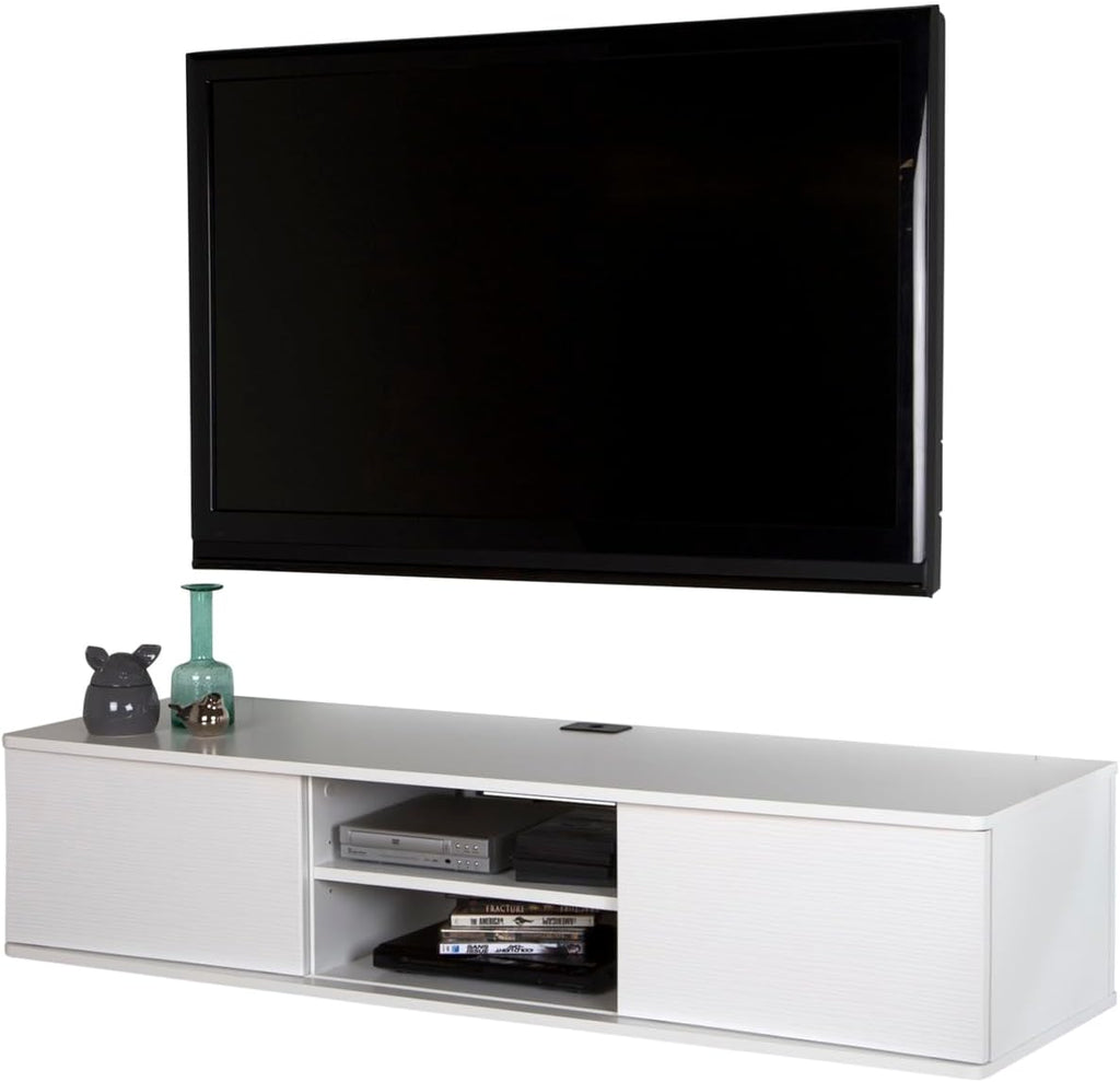 South Shore Floating Wall Mounted Media Console, Pure White, 56',