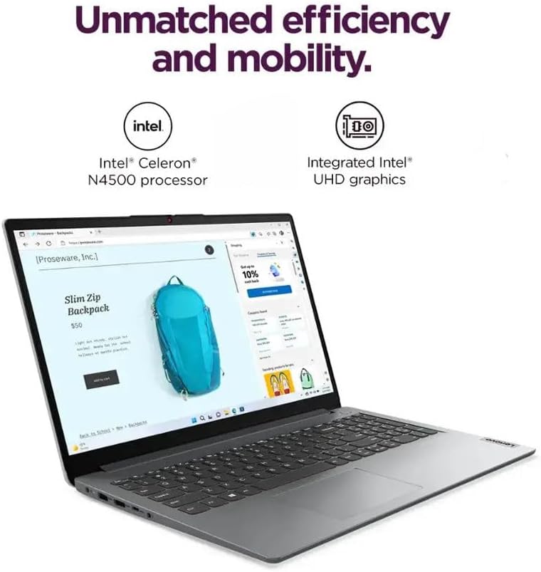 Lenovo 15.6' HD IdeaPad Anti-Glare Screen w/ 1 Year Microsoft 365, 384GB SSD, 12GB RAM, Windows 11 Pro, Up to 9.5 Hours Battery Life, Intel Processor, WiFi 6, HDMI, USB-C, SD Card Reader, w/WOWPC USB