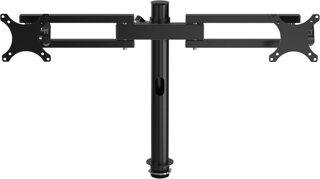 VERSADESK Heavy Duty Steel Dual Monitor Stand with Height Adjustable Arms - Fits 13–27' Screens - VESA Compatible Mount with 360° Rotation - Each Arm Holds up to 22 lbs | Black