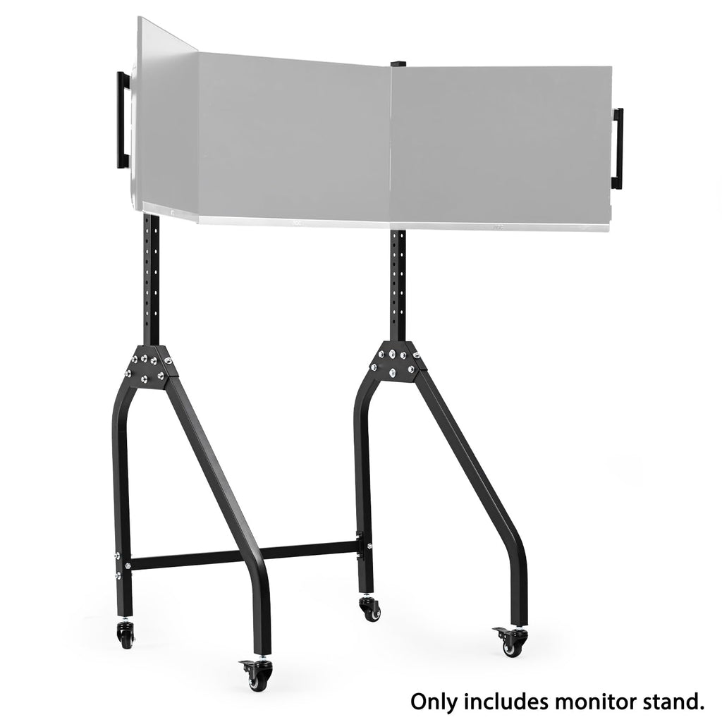 Anman Ultra-stable Triple Monitor Stand for Racing Simulator Cockpit 27-32 Inch Heavy Duty Triple Screen Mount With Casters and Punk Design