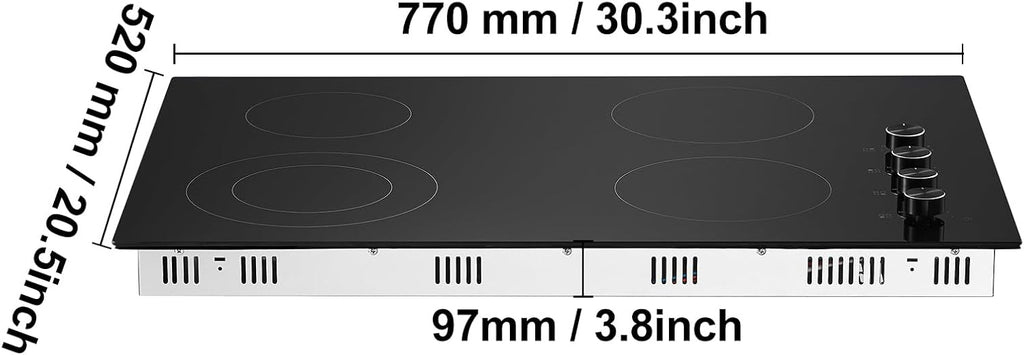 Happybuy 30 - Inch Electric Cooktop: A 7200W Marvel for Your Kitchen! This built - in stove top comes with 4 burners, a sleek glass panel, and user - friendly knob controls