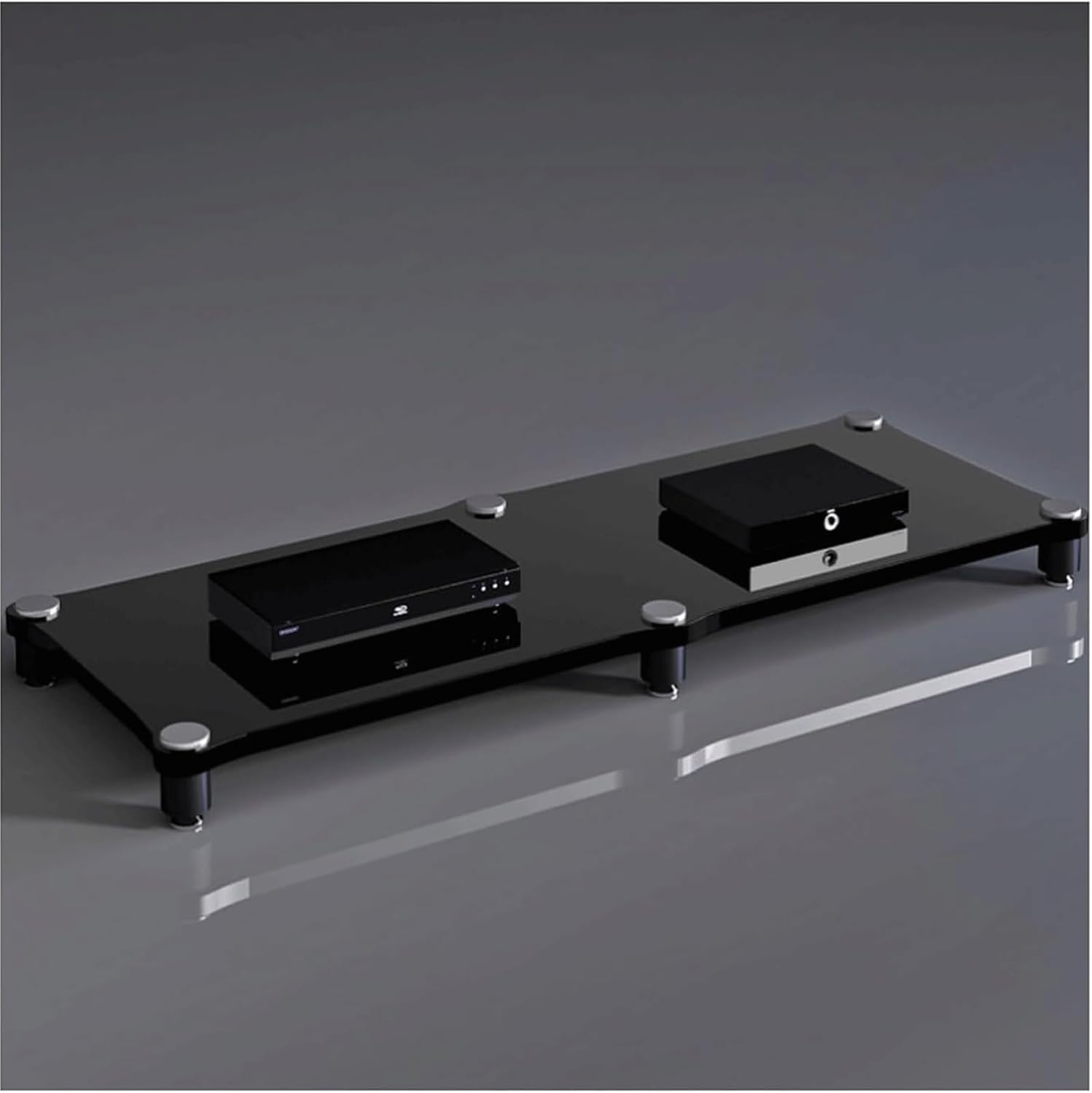Audio Rack 1/2/3/4 Tier Stereo Rack Audio Equipment Rack Audio Stereo Shelf Wooden HiFi Rack Audio-Video Shelving Shock-Absorbing(Nero,1 Tier)