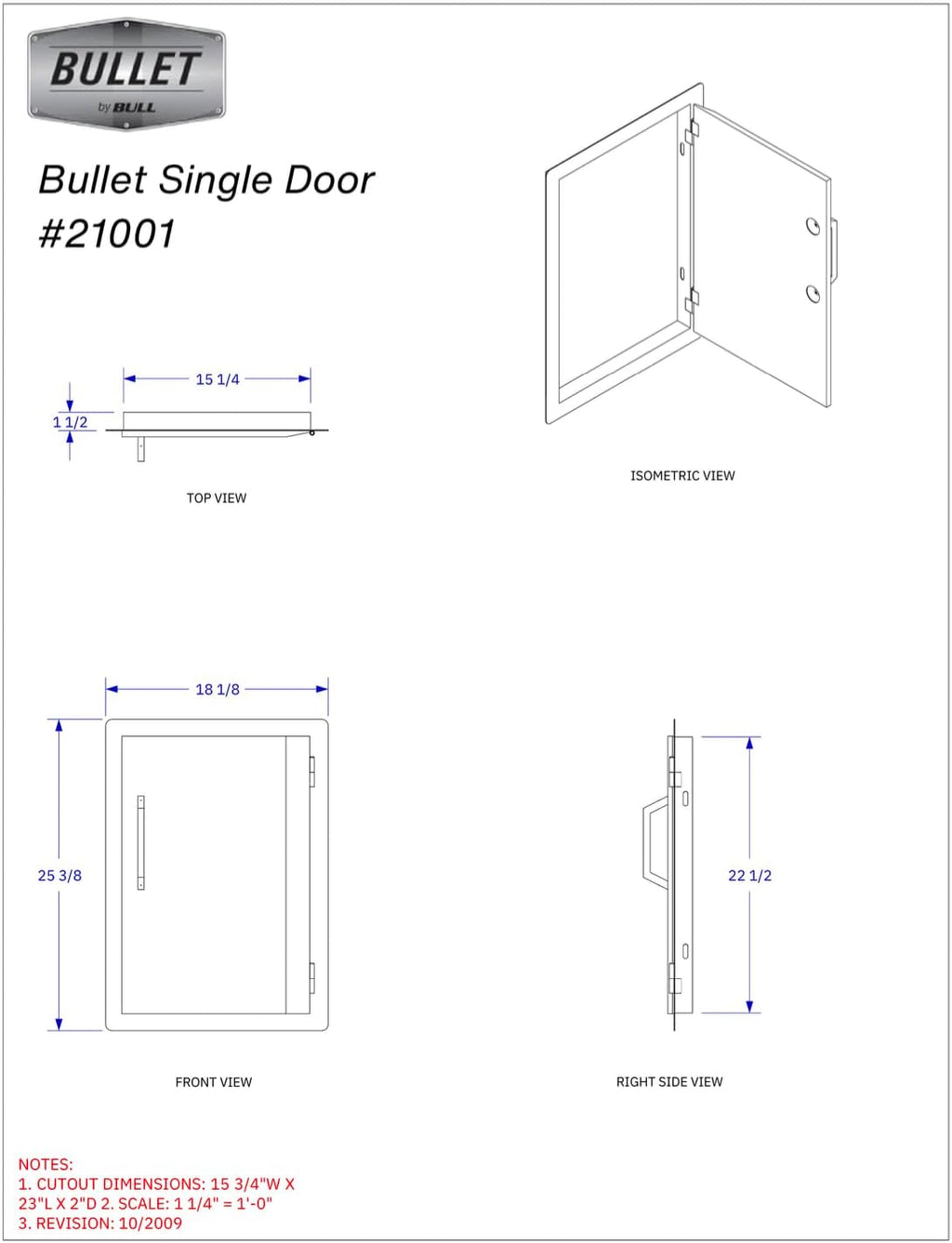Bullet by Bull Single Door Storage Stainless Steel Drop in for Outdoor Kitchen BBQ Island