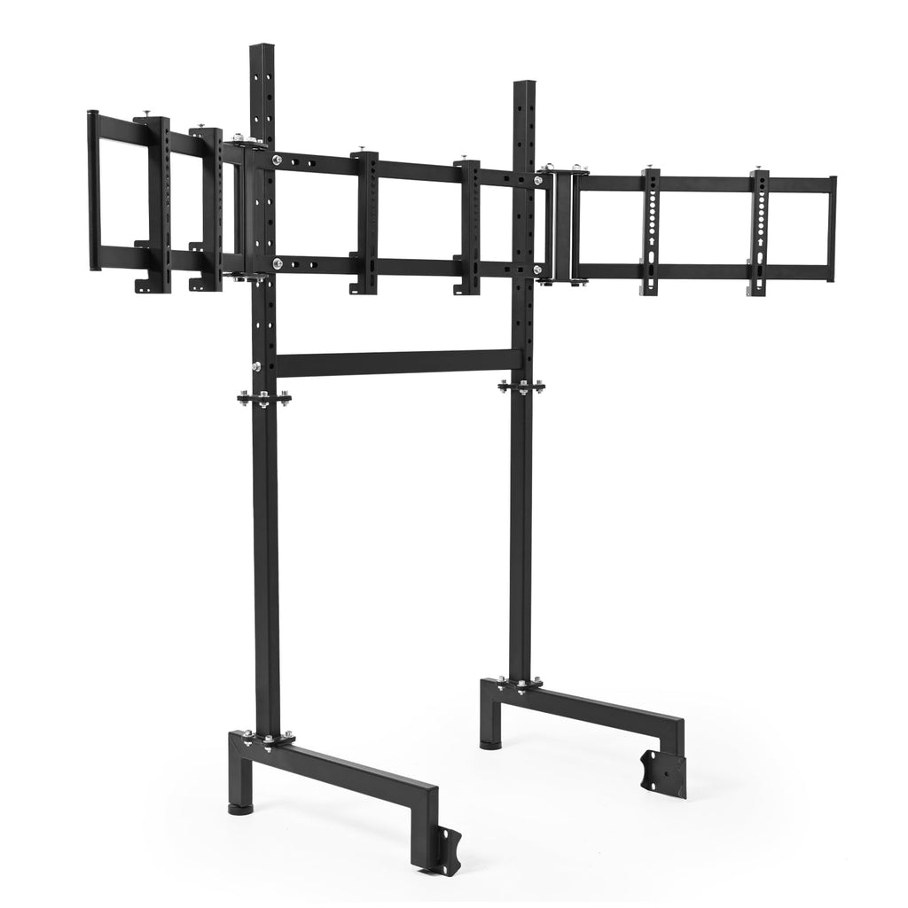 Suppllueer Racing Simulator Triple Monitor Stand Adjustable for 24-32 Inch Screens Triple-Screen Display Stand Compatible with Round Tube Cockpit