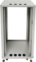 22U Server Rack with Wheels&Leveling Feet, Freestanding Rolling Open Frame IT Network Server Cabinet Rack Shelf for Audio Video Music Recording Computer AV Data & IT Equipment,Up to 300 Lbs Load,Grey