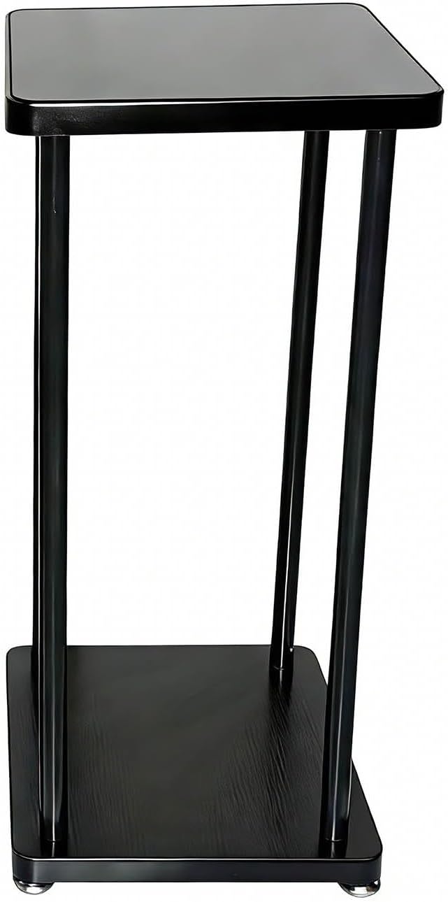 Modern Minimalist Black Speaker Stand Home Audio Dual Shelf Rack Multi-Functional Universal Various Audio Equipment(38 * 33 * 71cm)