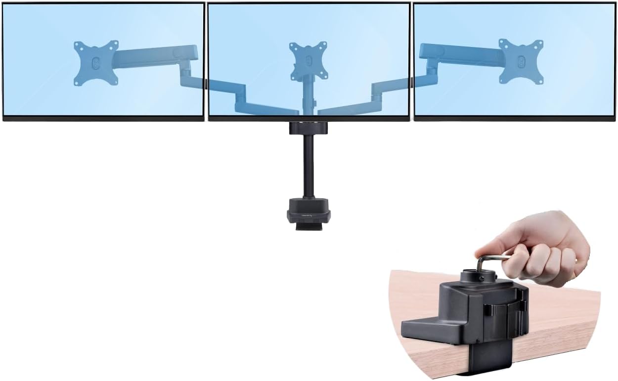 StarTech.com Desk Mount Triple Monitor Arm for Up to Three 27in Screens, VESA 75x75/100x100, Mechanical Spring Arm