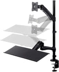 Monoprice Articulating Gas Spring Sit Stand Monitor and Keyboard Workstation Mount - for Displays 13in to 26in, VESA 75x75 to 100x100, Easy to Use, Compatible with Most Desks, Black