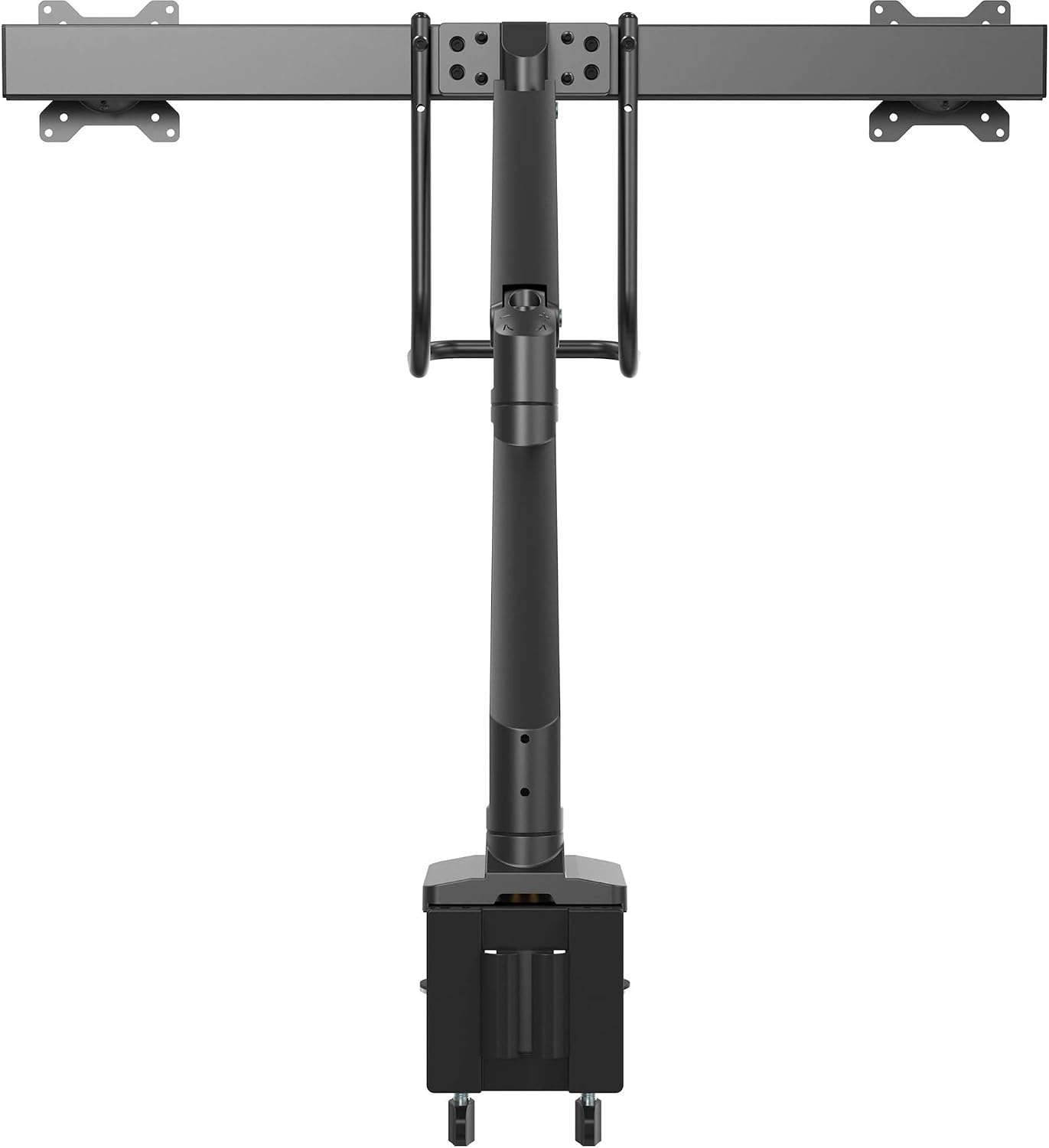 StarTech.com Desk Mount Dual Monitor Arm - Ergonomic Monitor VESA Mount 32' (17.6lb/8kg) Displays - Crossbar Handle for Synchronized Full Motion - Height Adjustable - C-Clamp/Grommet (ARMSLMBARDUO)