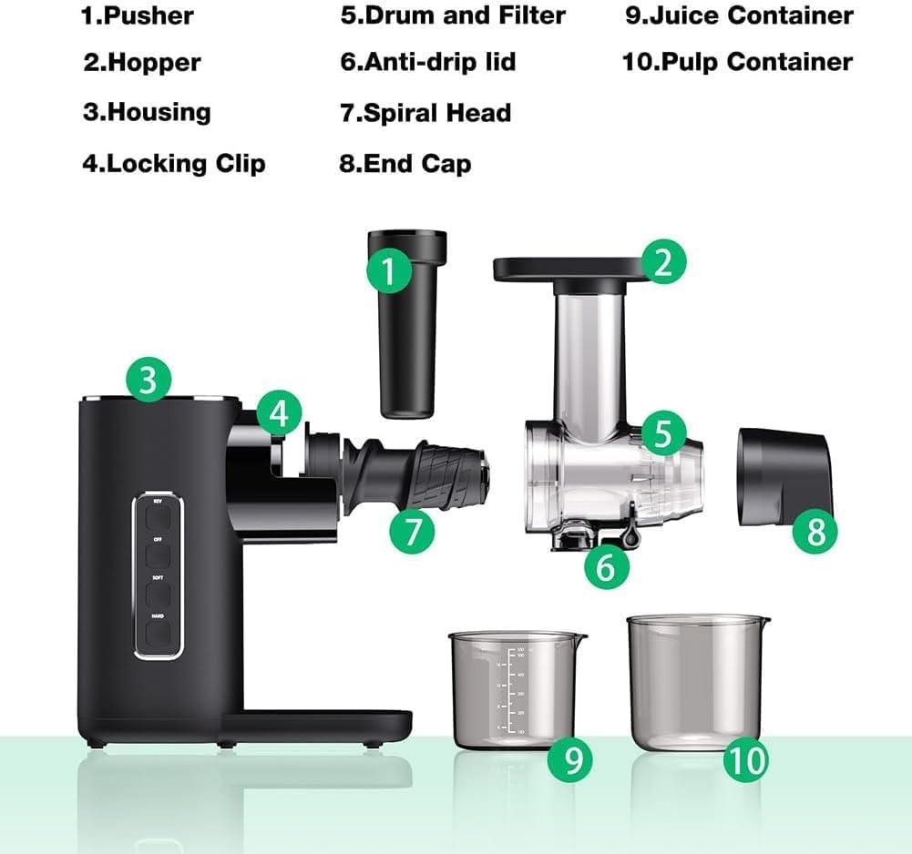 Easy to Clean Fruit and Vegetable Juice Extractor - Anti-Drip & Anti-Slip Function Whole and Juicers