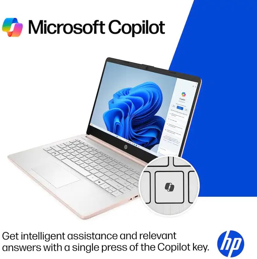HP HP-14-DQ3015DX 14' WXGA HD (1366x768) Laptop 2025 New | Intel Celeron N4500 2-Core | Intel UHD Graphics | Wi-Fi 6 | 16GB DDR4 4TB SSD | Win11 Home | Pale Rose Gold